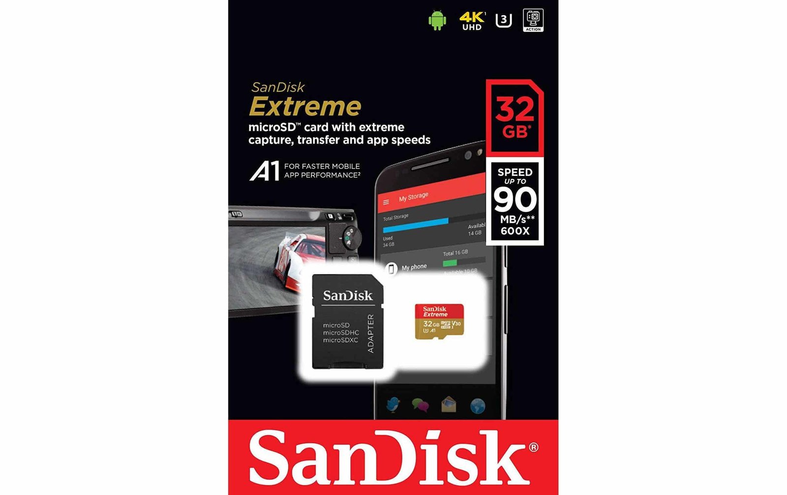 SanDisk Carte microSDHC Extreme UHS-I U3 32 GB – Image 1